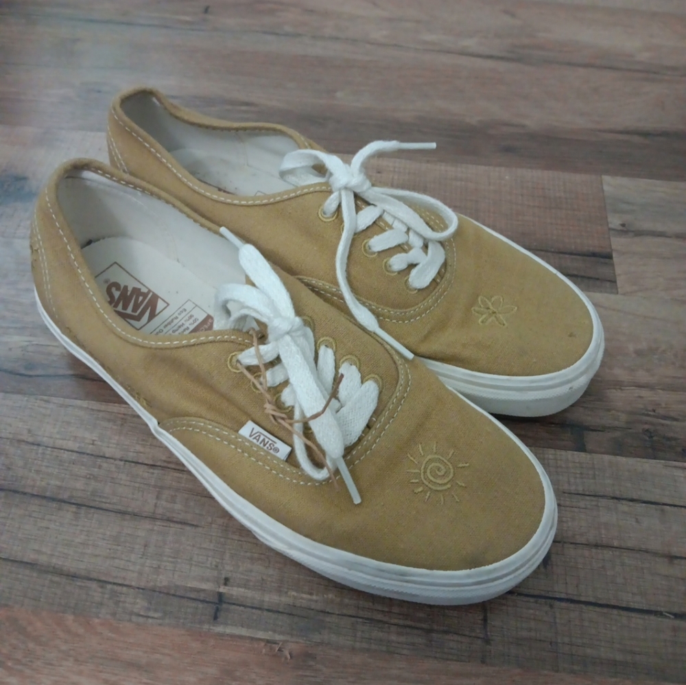Vans Women's Tan Peace Leaf Hemp Shoes Sz 9 Eco Theory